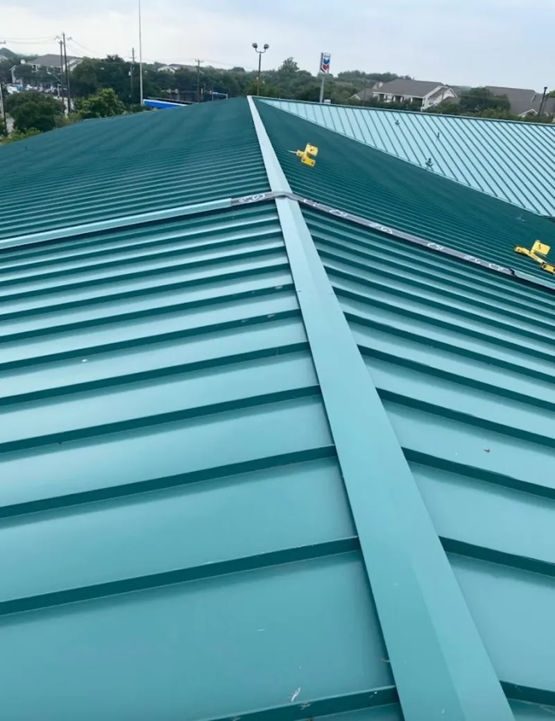 Green commercial metal roof ridge and valley for Metal Roof Repair in West Hollywood